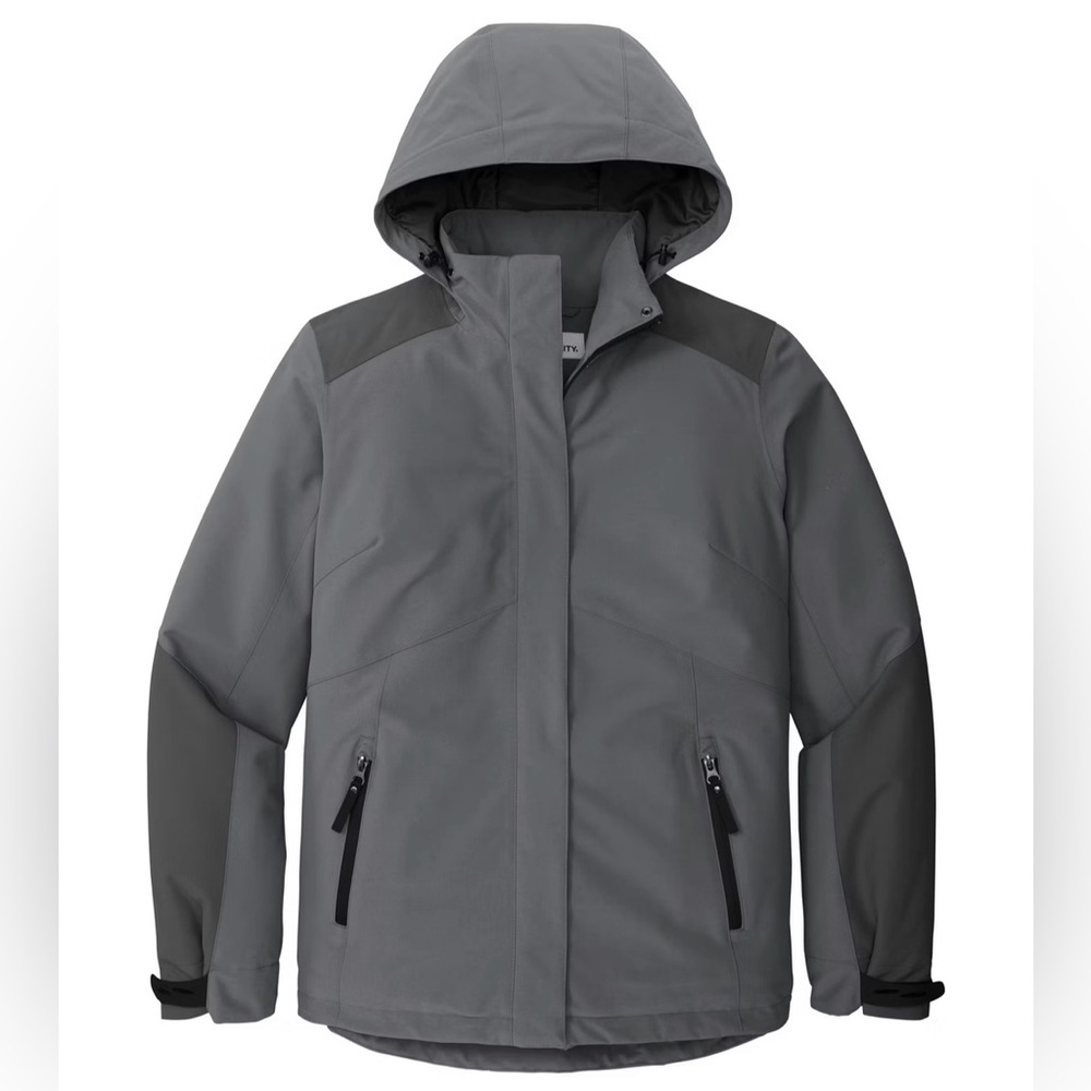 Port Authority L405 Women's Insulated Waterproof Tech Jacket Gray Black Large